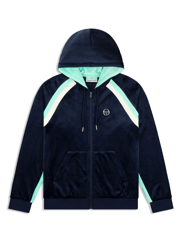egonlab x sergio tacchini Lazaro Velour Hoodie- Maritime Blue