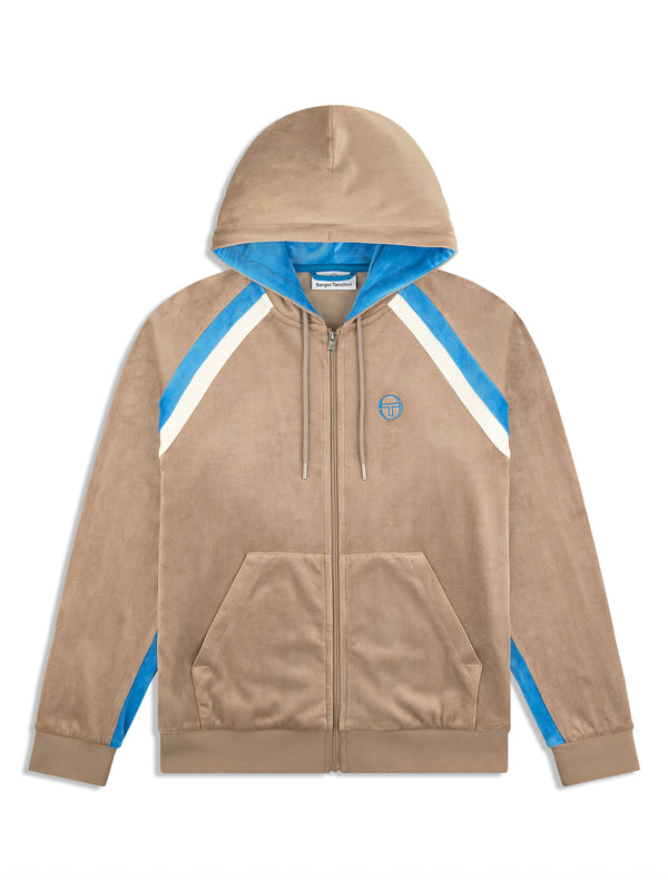 egonlab x sergio tacchini Lazaro Velour Hoodie- Taupe Grey