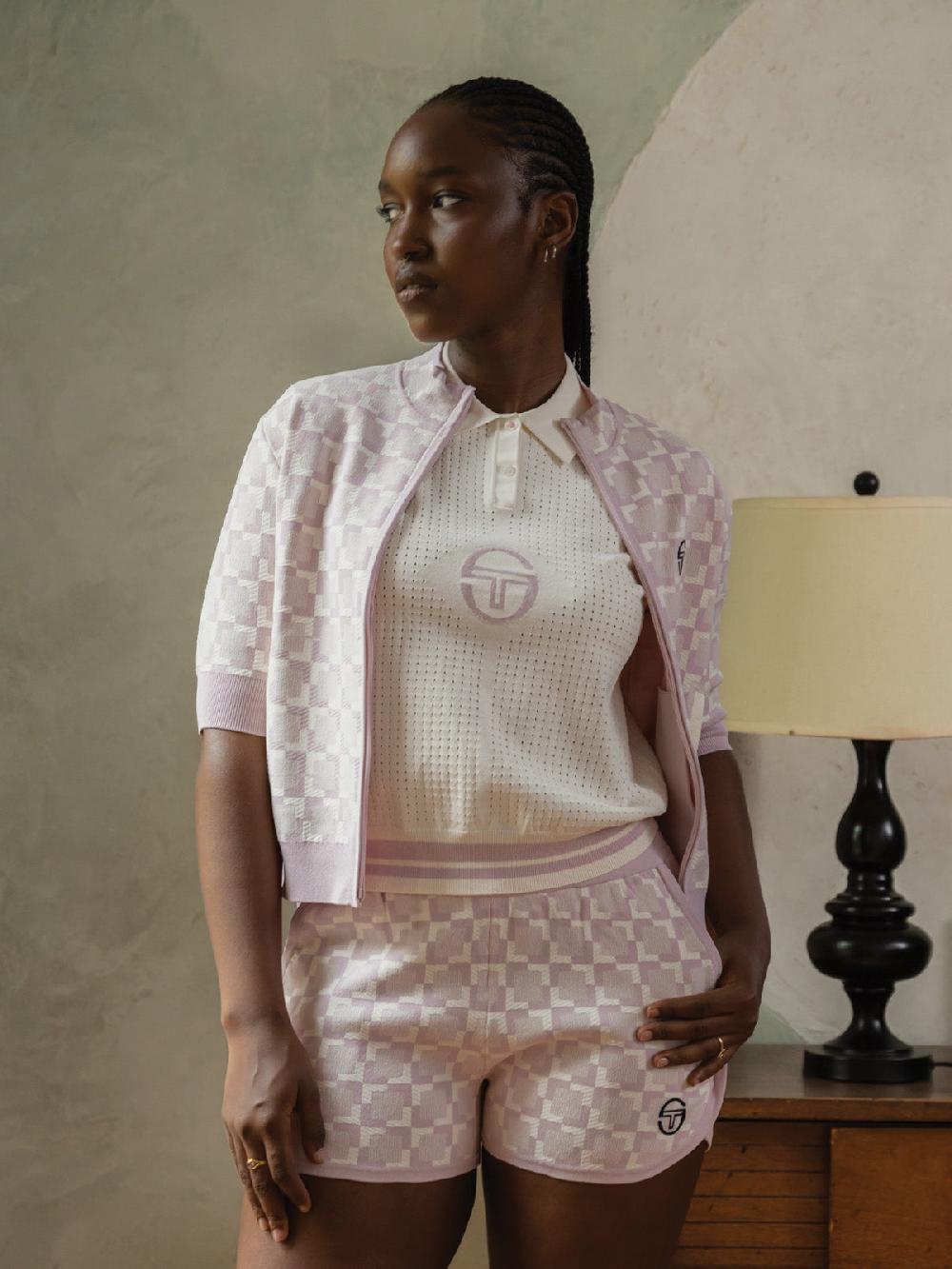 Egonlab X Sergio Tacchini Leila Short Sleeve Track Jacket- Pale Mauve