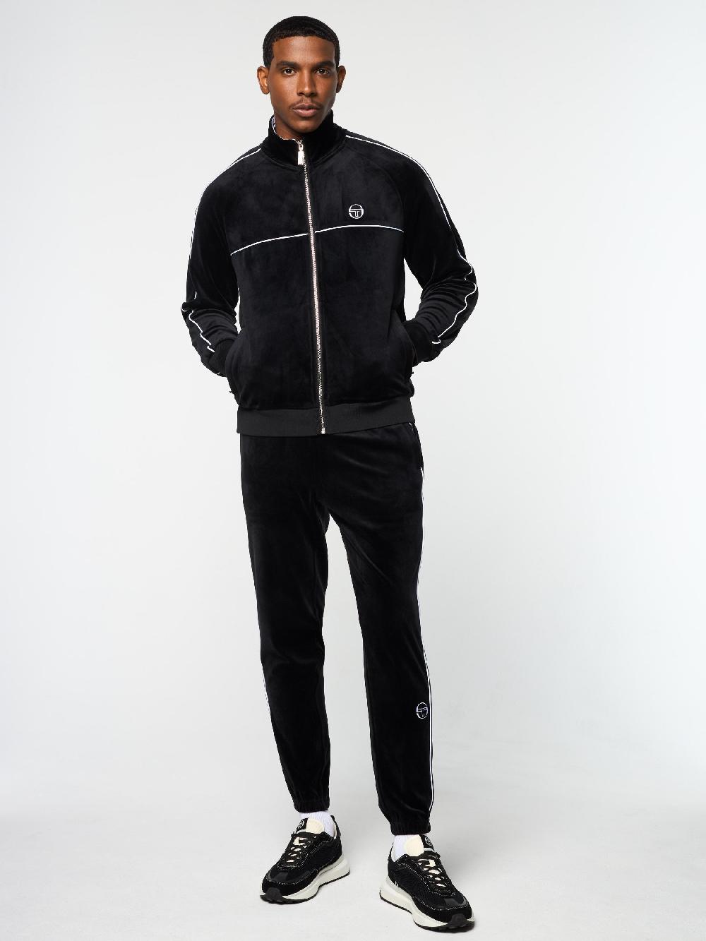 Egonlab X Sergio Tacchini Lioni Velour Track Jacket- Black Beauty