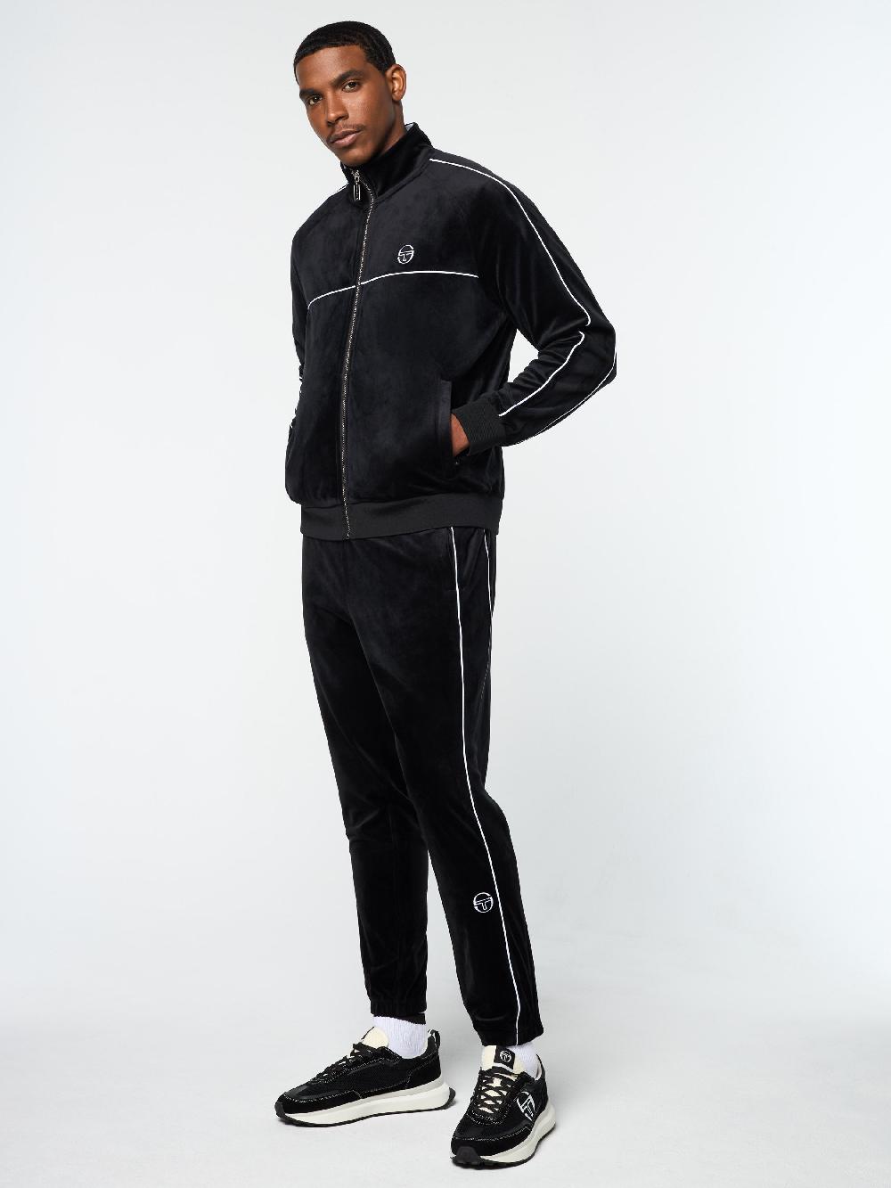 Egonlab X Sergio Tacchini Lioni Velour Track Jacket- Black Beauty