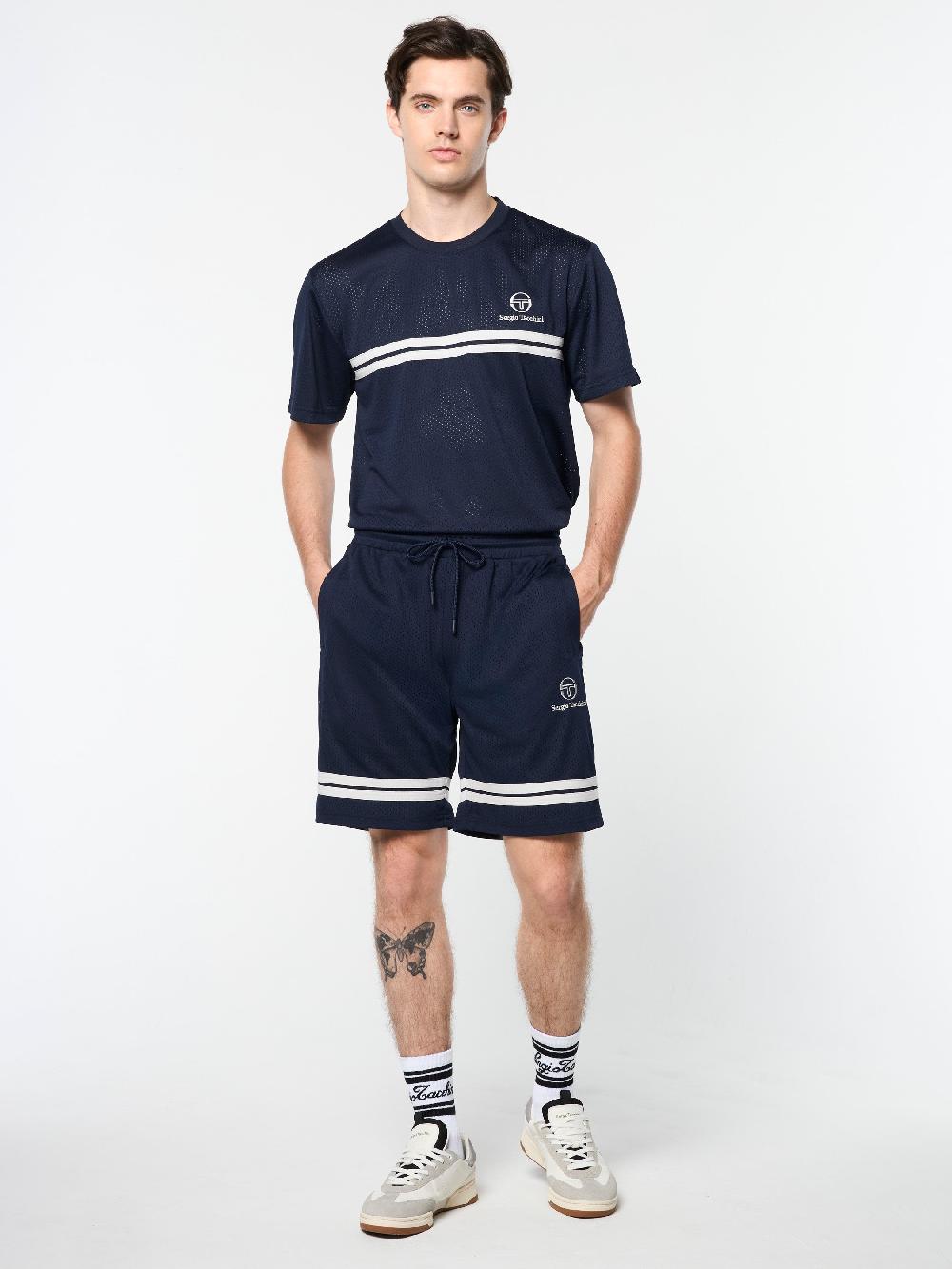 Egonlab X Sergio Tacchini Ludovic Mesh Short- Maritime Blue/ Quiet Grey