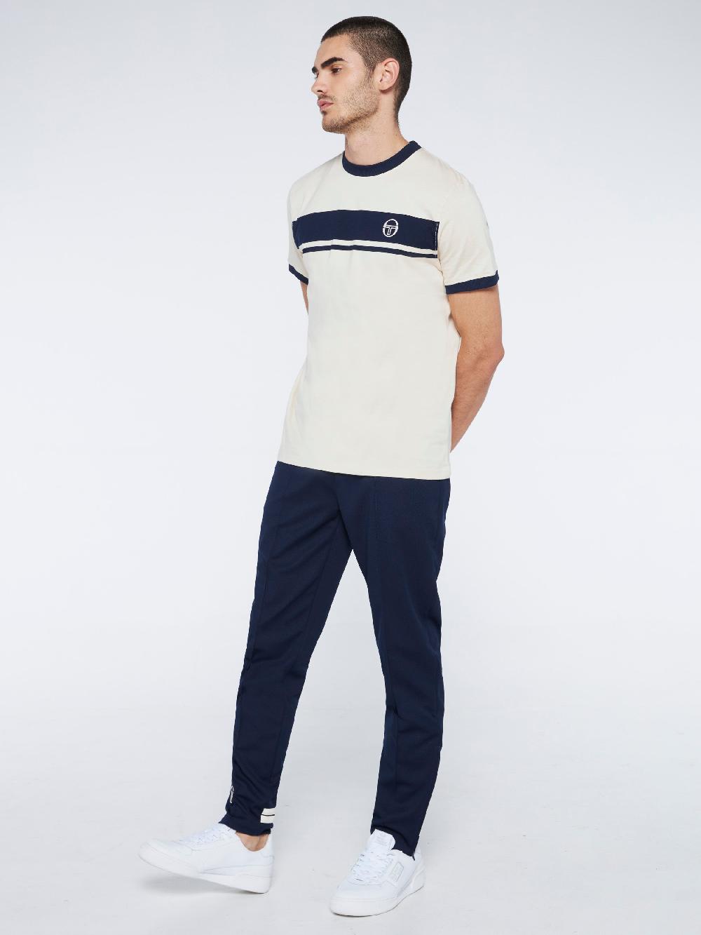 Egonlab X Sergio Tacchini Masters T-Shirt Archivio-Buttercream/ Maritime Blue