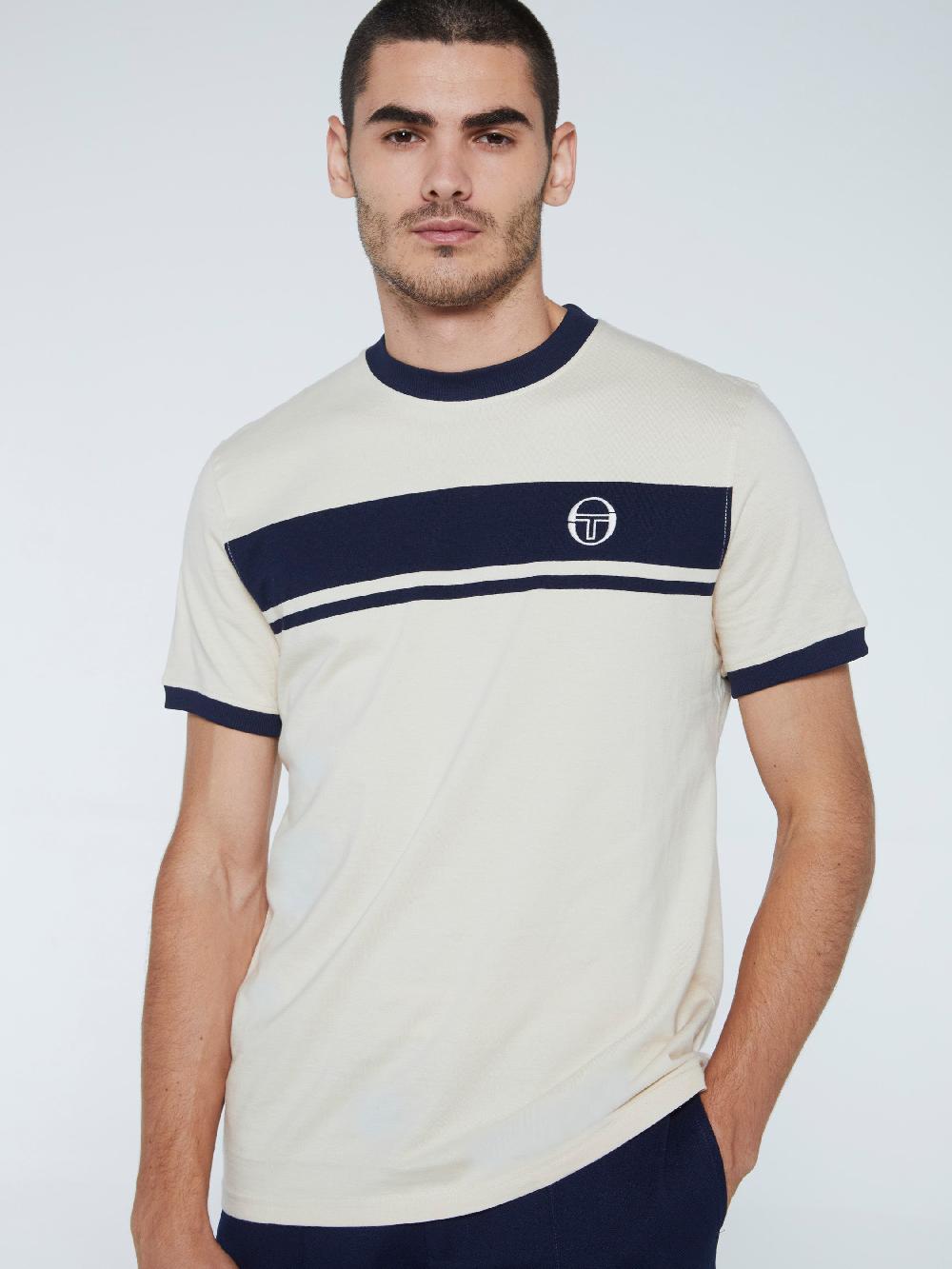 Egonlab X Sergio Tacchini Masters T-Shirt Archivio-Buttercream/ Maritime Blue