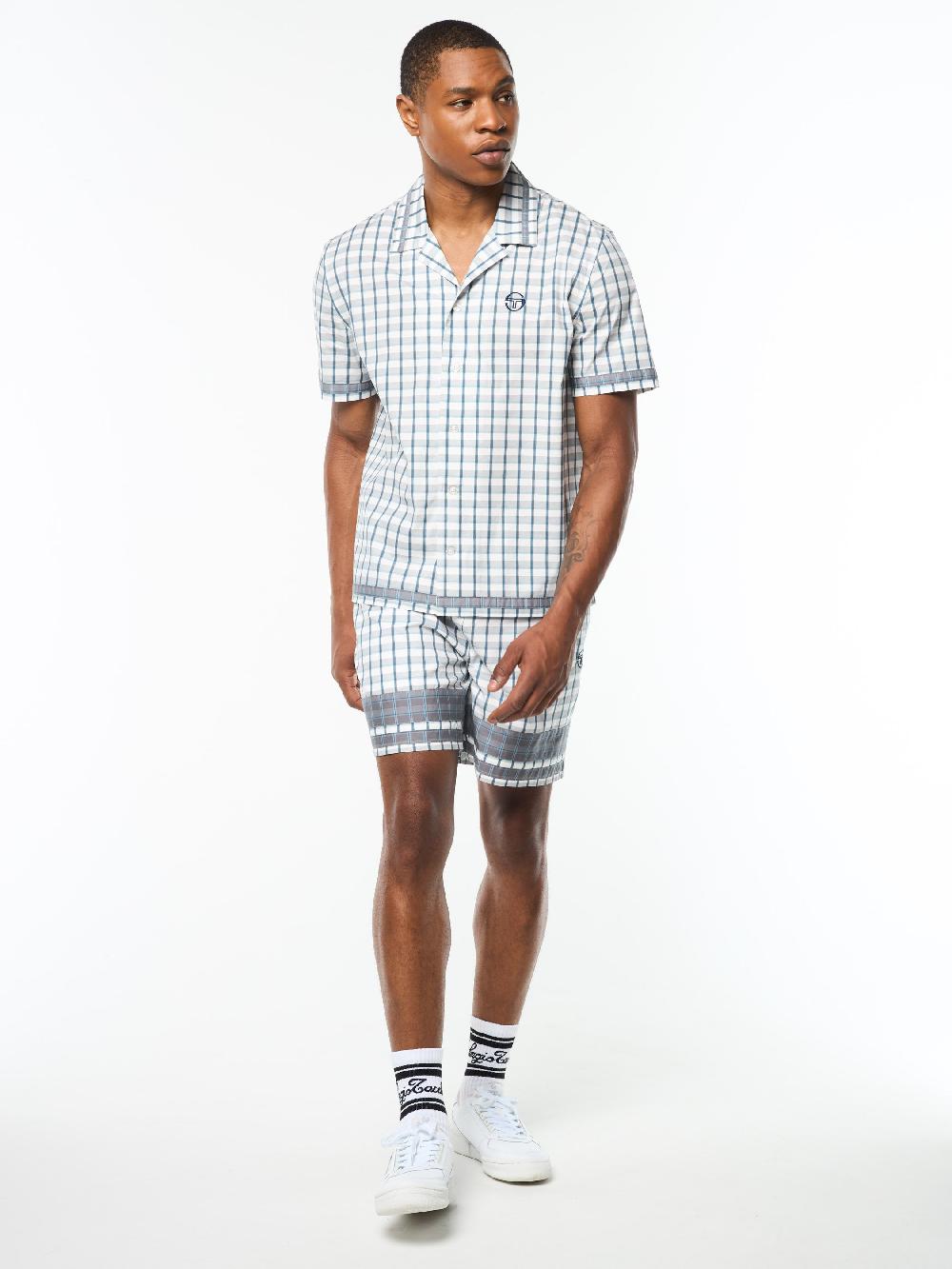 Egonlab X Sergio Tacchini Quadretto Cabana Shirt- Brilliant White