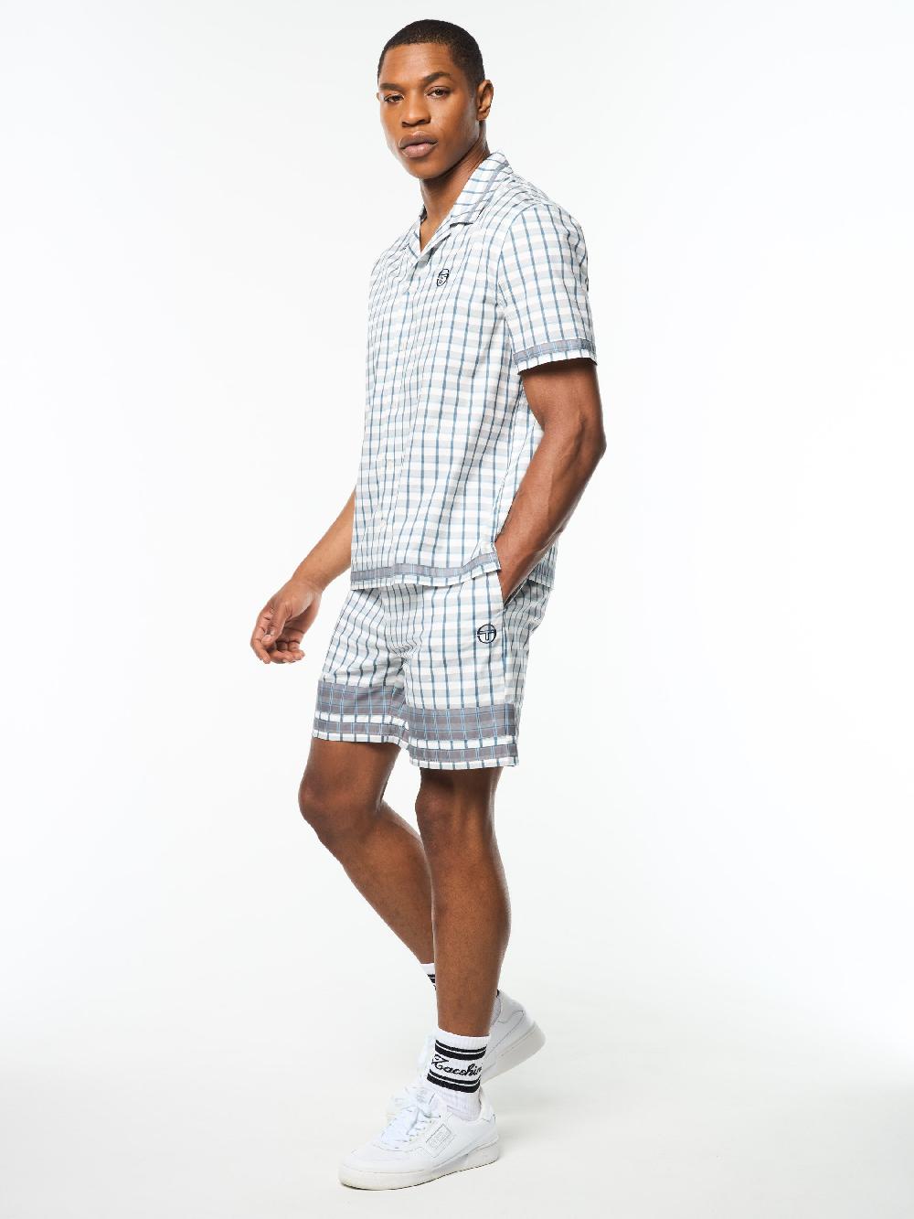 Egonlab X Sergio Tacchini Quadretto Cabana Shirt- Brilliant White
