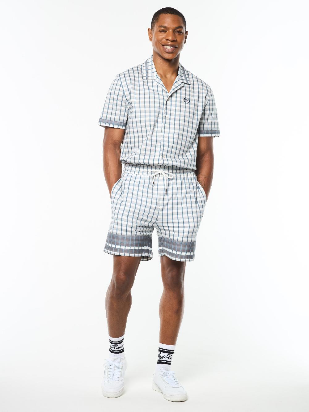 Egonlab X Sergio Tacchini Quadretto Cabana Short- Brilliant White