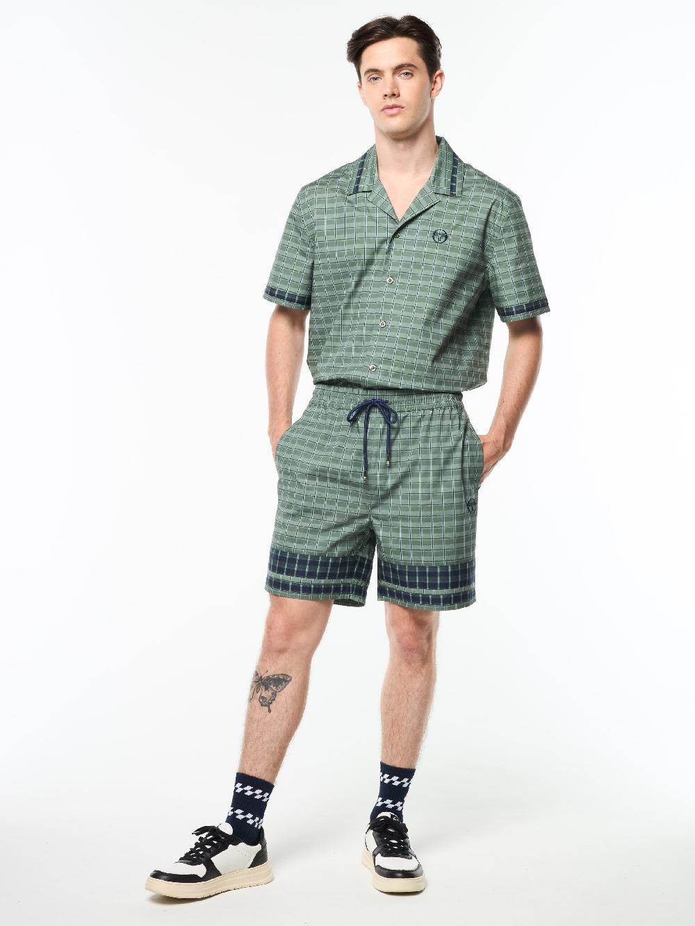 Egonlab X Sergio Tacchini Quadretto Cabana Short- Duck Green