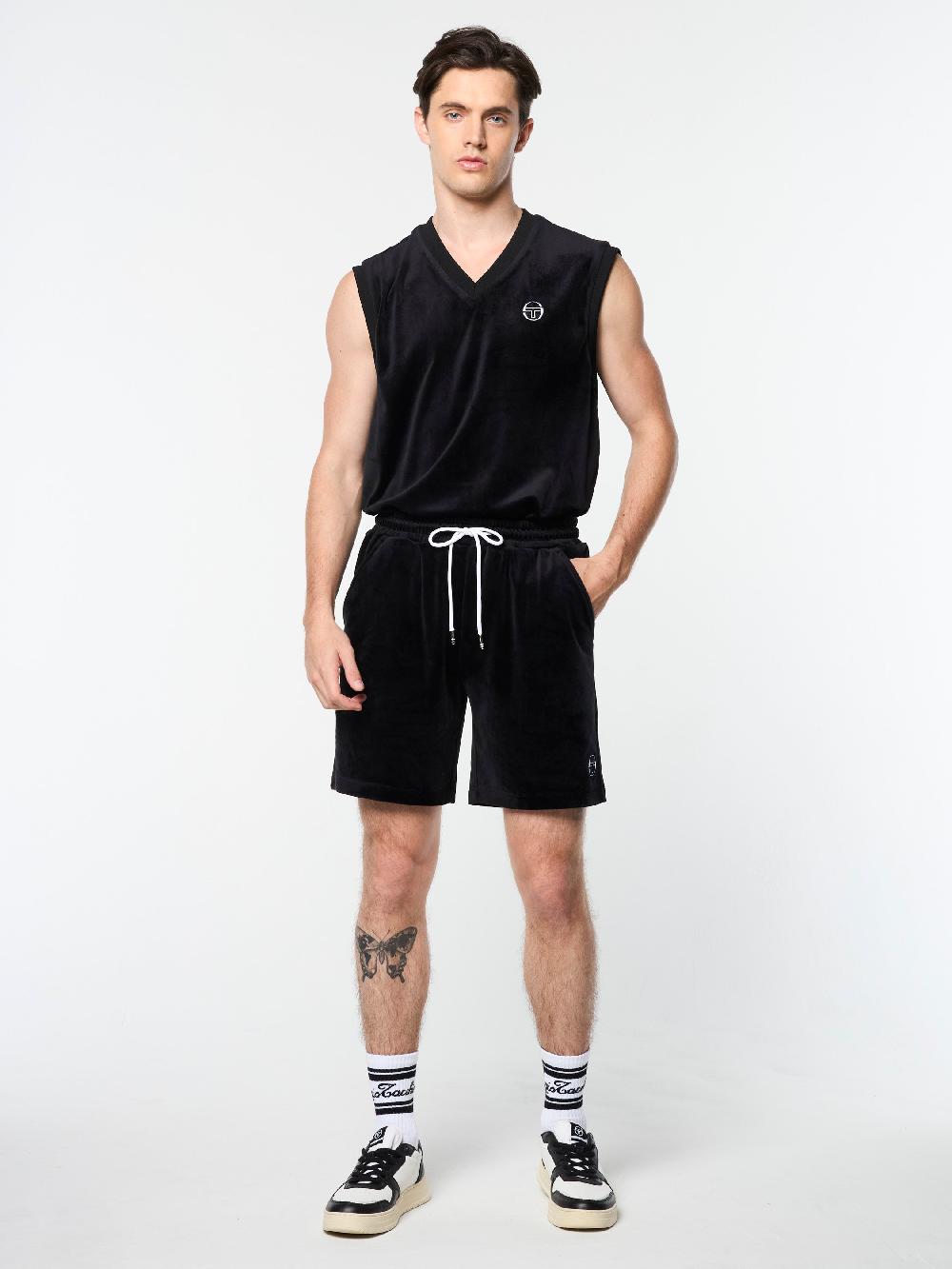 Egonlab X Sergio Tacchini Renzo Velour Short- Black Beauty