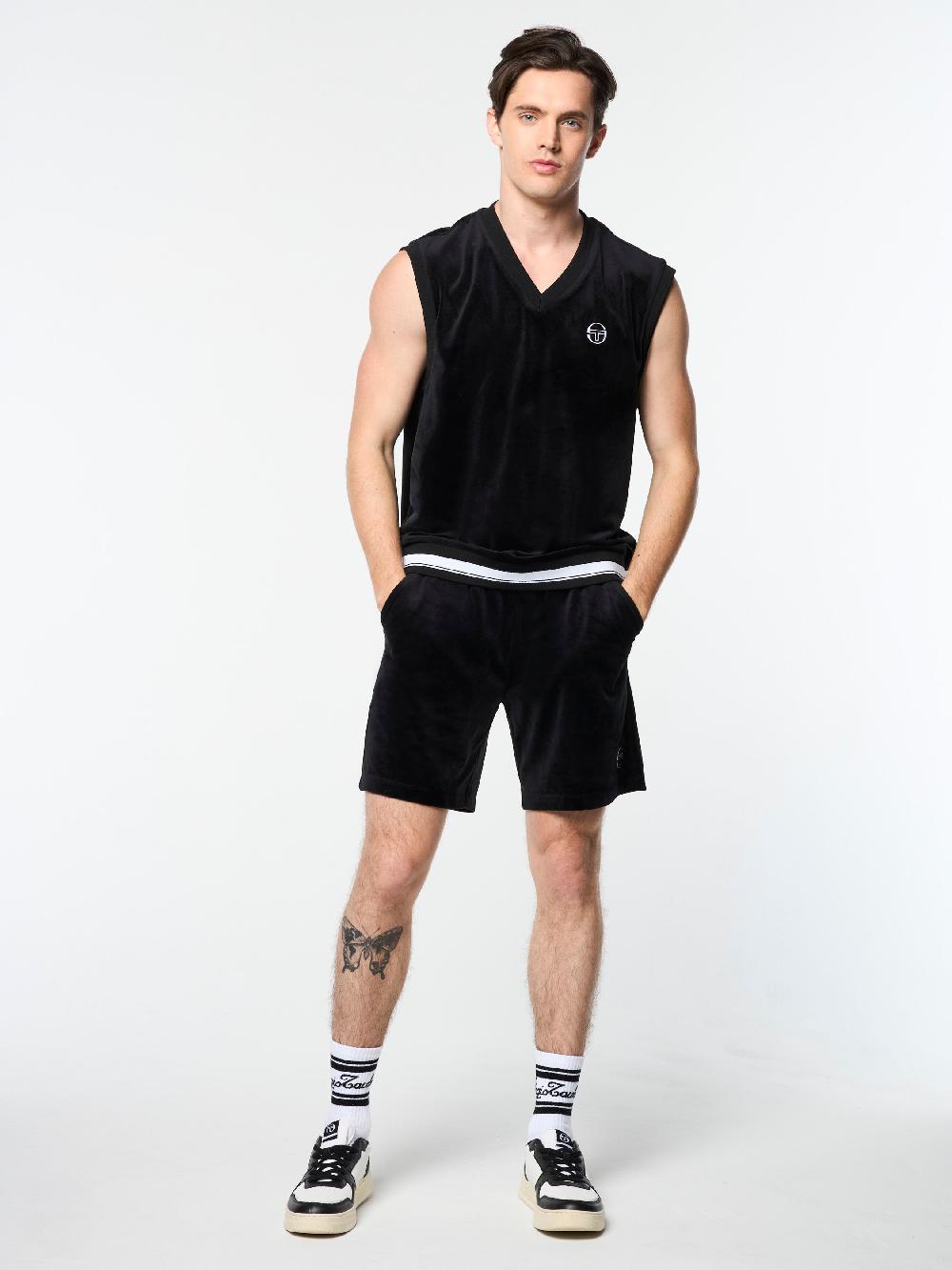 Egonlab X Sergio Tacchini Renzo Velour Vest- Black Beauty