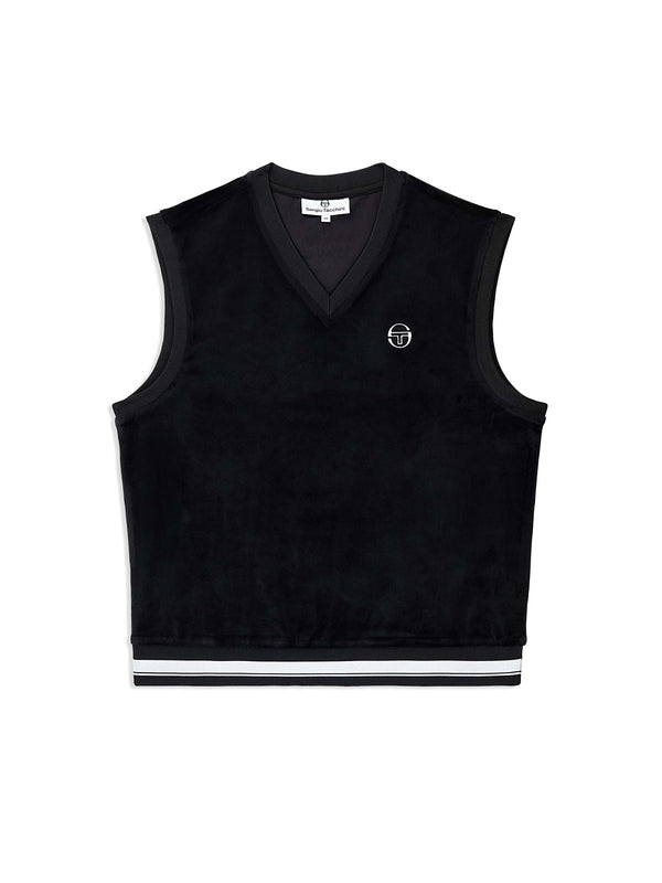 egonlab x sergio tacchini Renzo Velour Vest- Black Beauty