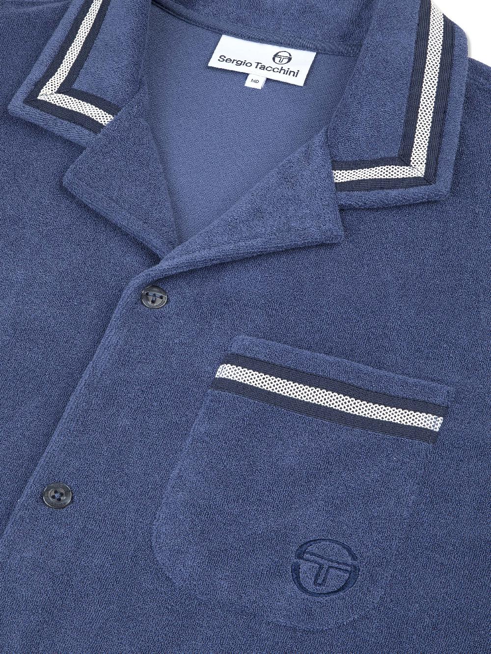 Egonlab X Sergio Tacchini Vitus Terry Cabana Shirt- Blue Indigo