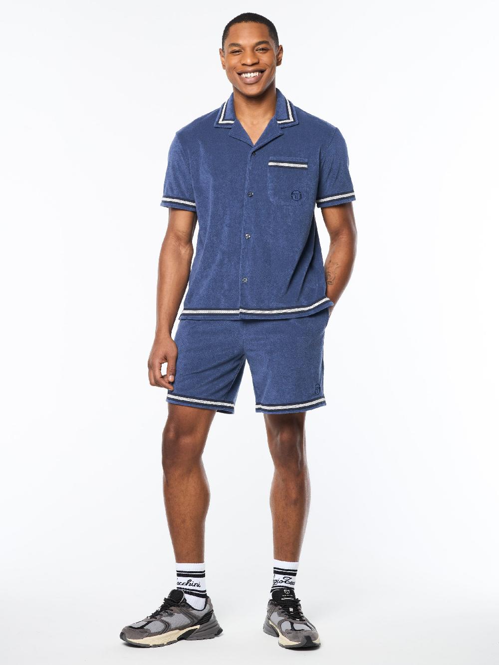 Egonlab X Sergio Tacchini Vitus Terry Cabana Shirt- Blue Indigo