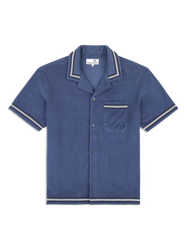 egonlab x sergio tacchini Vitus Terry Cabana Shirt- Blue Indigo