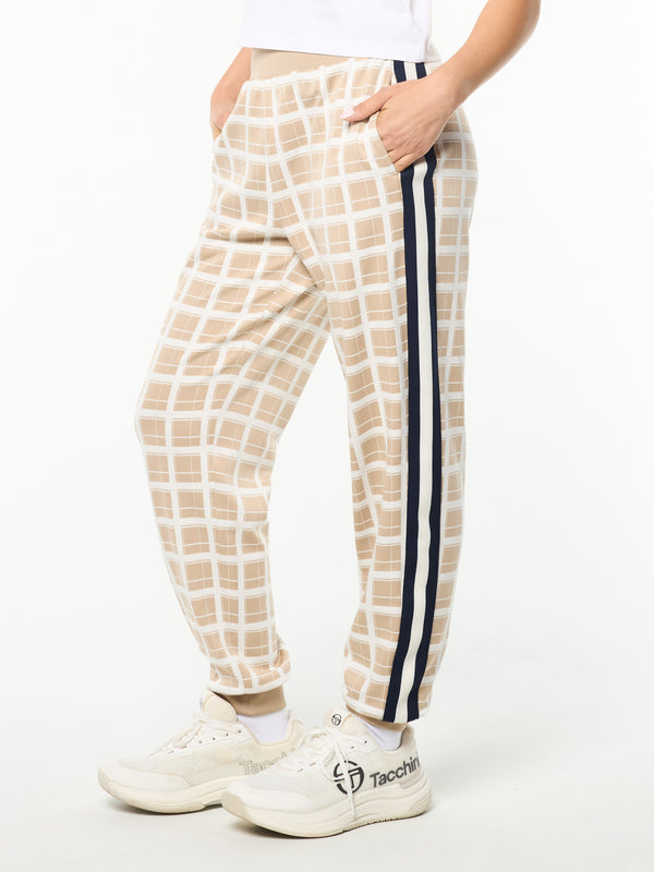 egonlab x sergio tacchini Women's Damarindo Check Track Pant- Humus