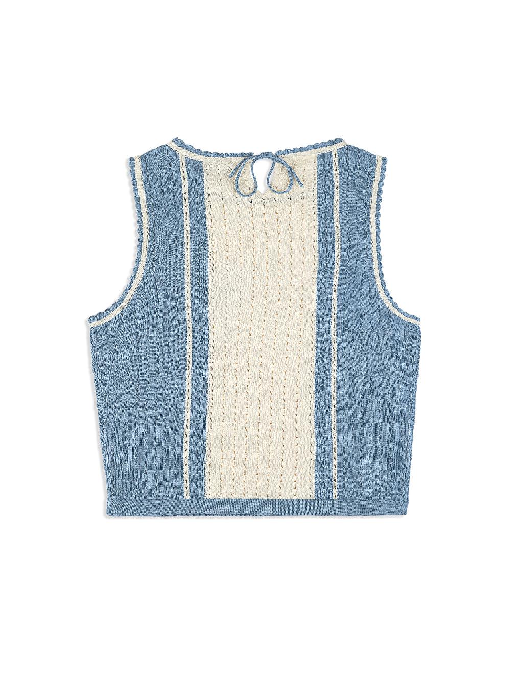 Egonlab X Sergio Tacchini Zola Knit Top- Faded Denim