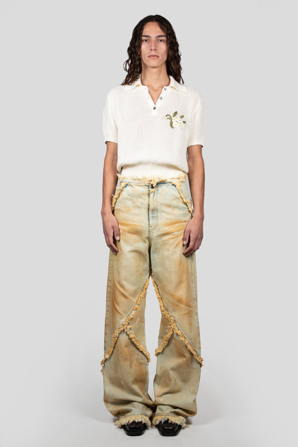 Egonlab. ARGYLE DENIM PANT