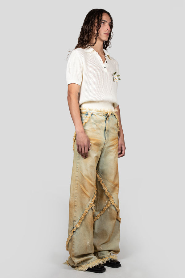 Egonlab. ARGYLE DENIM PANT