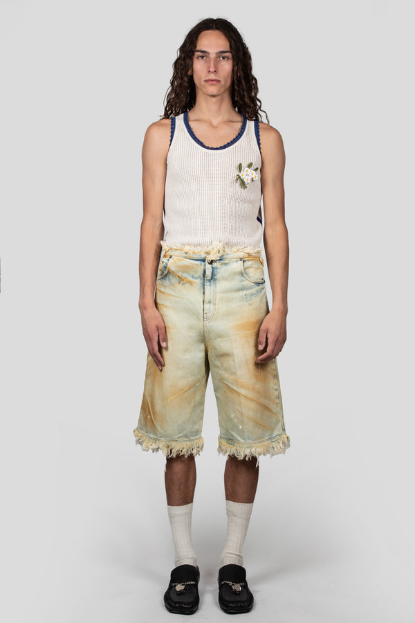 Egonlab. RAW EDGES DENIM SHORT