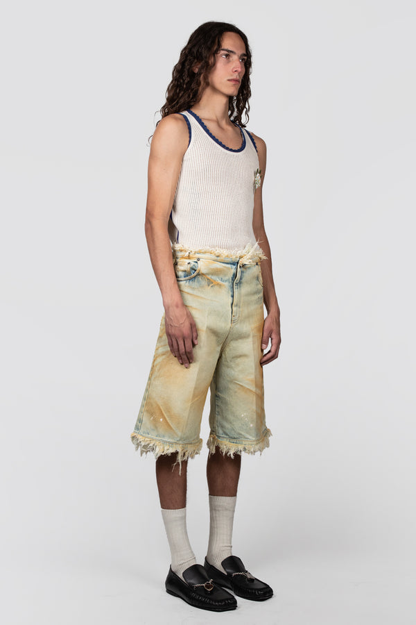 Egonlab. RAW EDGES DENIM SHORT