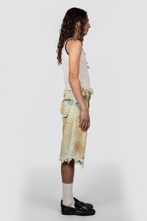 Egonlab. RAW EDGES DENIM SHORT