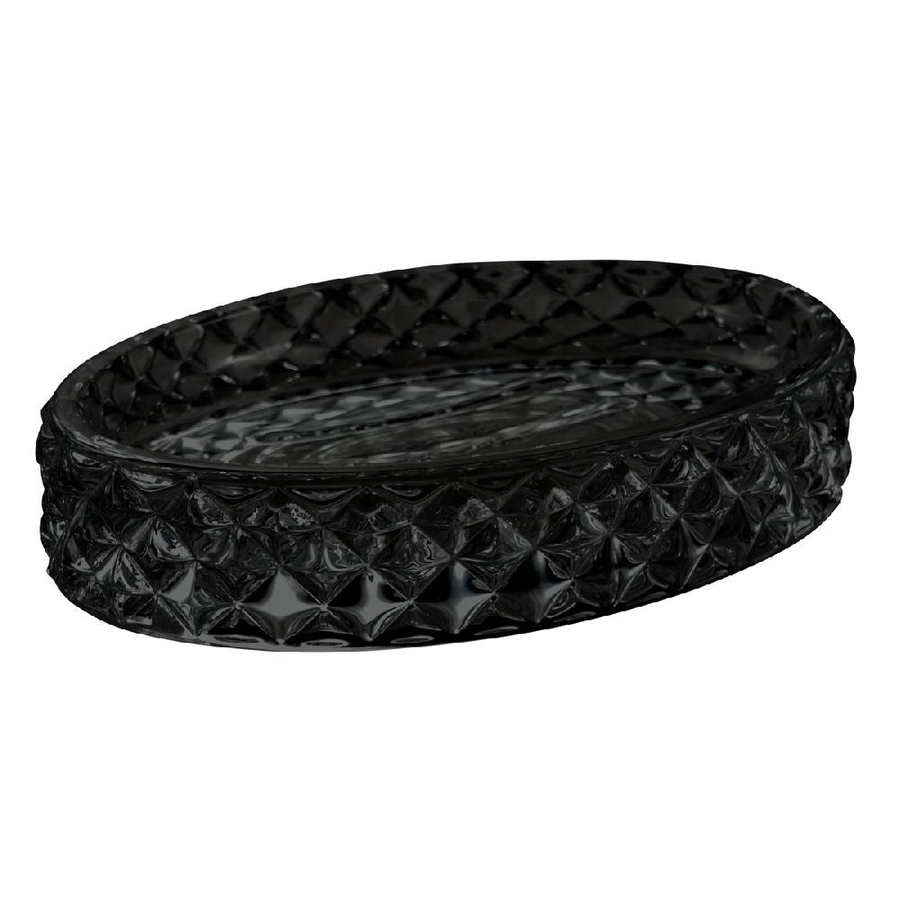 eight mood Diamante Soap Dish H2.5xW12.5xD8.4cm Black