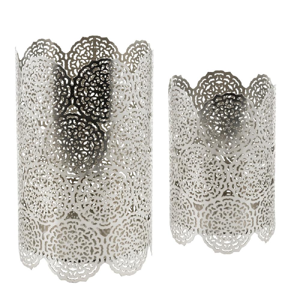 eight mood Fiore Lantern dia10xH15/dia12.5xH20 cm Silver