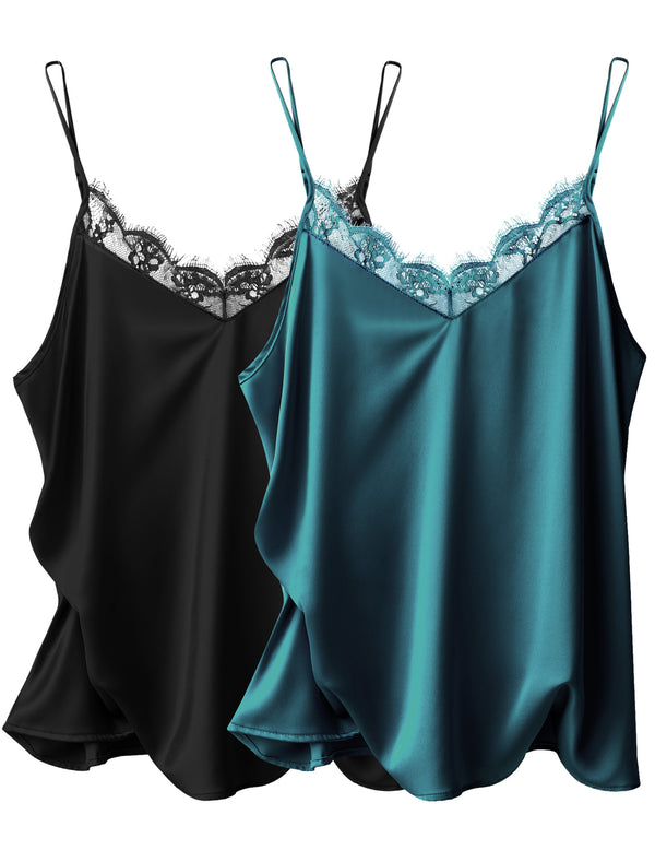 Ekouaer 2-Pack Lace Spaghetti Strap Tank Top (US Only)