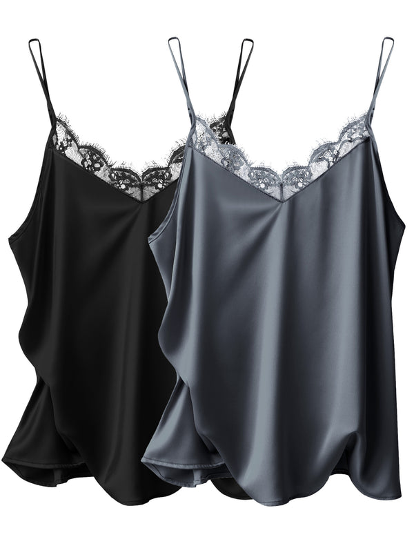 Ekouaer 2-Pack Lace Spaghetti Strap Tank Top (US Only)