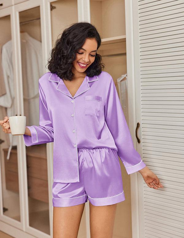Ekouaer 2 Piece Satin Button Down Loungewear (US Only)