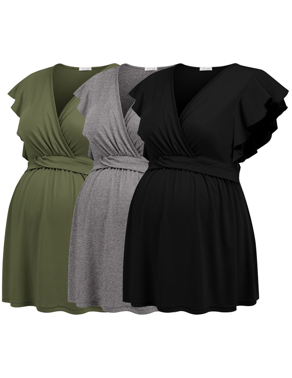 Ekouaer 3 Packs Flying Short Sleeve Nursing Top (US Only)