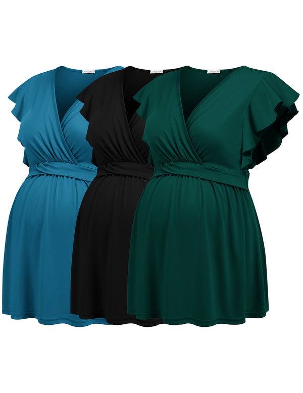 Ekouaer 3 Packs Flying Short Sleeve Nursing Top (US Only)