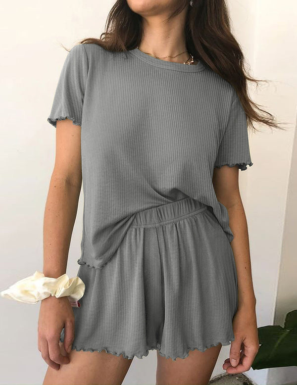 Ekouaer Casual 2-Piece Ribbed Knit Pajamas Set (US Only)