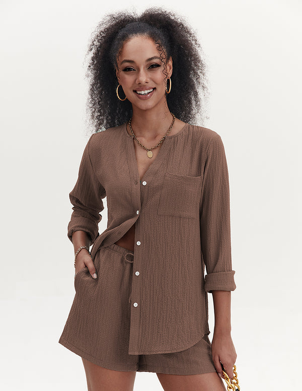 ekouaer Casual Bubble Crepe 2-Piece Outfits (US Only)