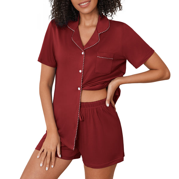 Ekouaer Classic Loose Short Sleeve Pajama Set (US Only)