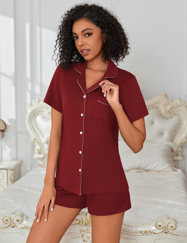 Ekouaer Classic Loose Short Sleeve Pajama Set (US Only)