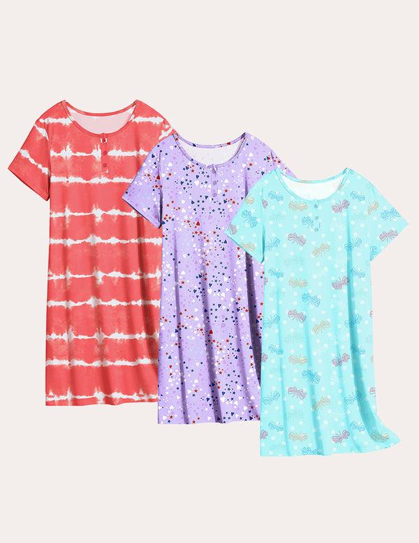 Ekouaer Comfy 3 Pack Short Sleeve Nightgowns (US Only)