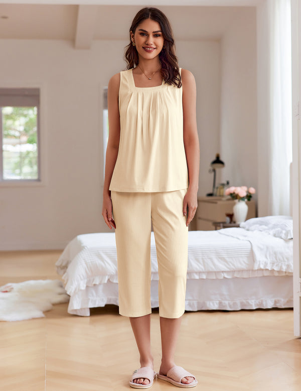 Ekouaer Cozy Stretch Sleeveless Top And Pants Set (US Only)