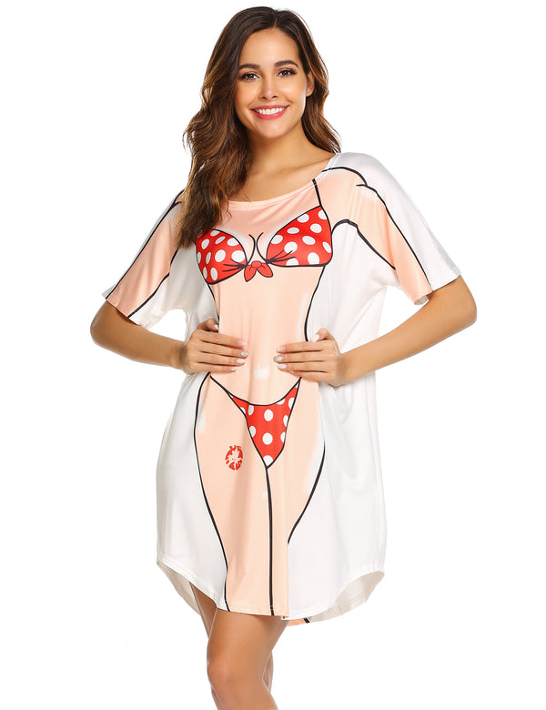 ekouaer Cute Bikini Print Cover Up Swimwear (US Only)