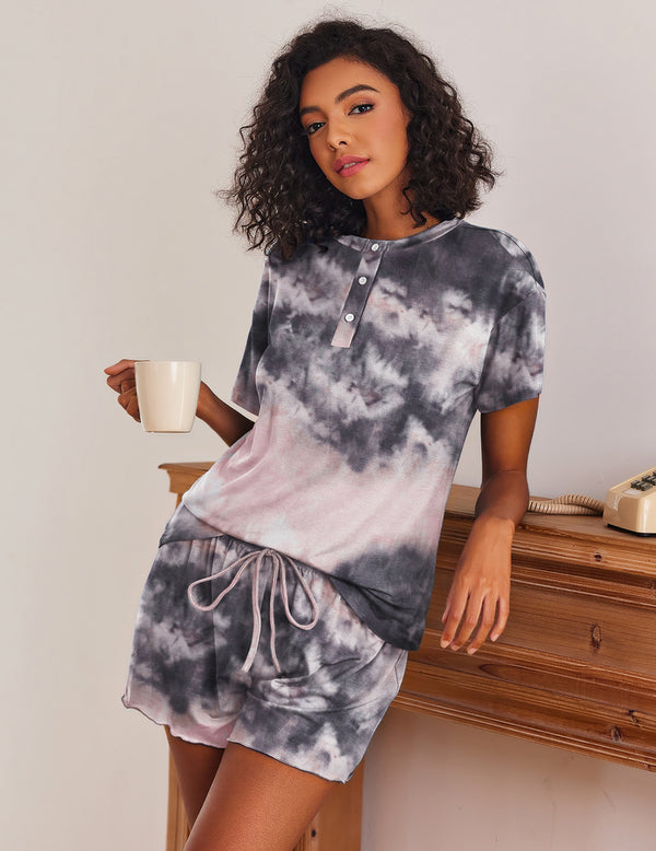 Ekouaer Ekouaer 2 Pack Pajama Sets Short Sleeve Top With Shorts