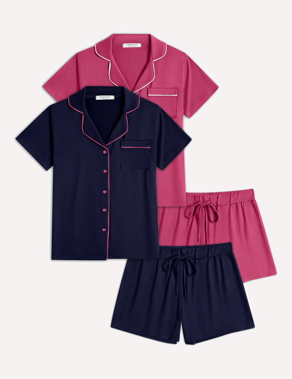 Ekouaer Ekouaer 2 Pack Pajamas Set Button Down Sleepwear