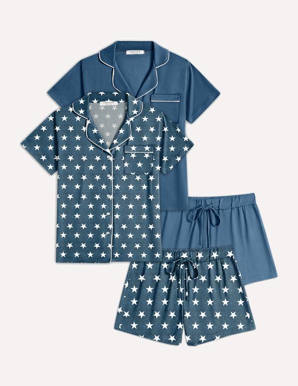 Ekouaer Ekouaer 2 Pack Pajamas Set Button Down Sleepwear