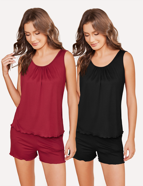 ekouaer Ekouaer 2 Pack Pajamas Set Soft Pj Sets Tank Top and Shorts