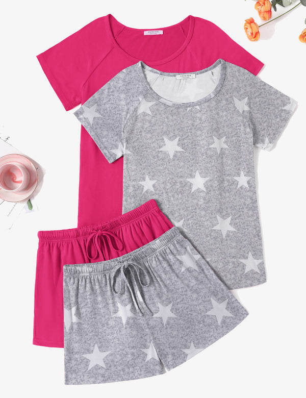 Ekouaer 2 Packs Short Sleeve Pajama Set (US Only)