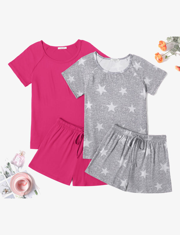 Ekouaer 2 Packs Short Sleeve Pajama Set (US Only)