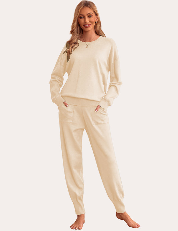 ekouaer Ekouaer 2 Piece Knit Long Sleeve Pajamas Sweatsuit (US Only)