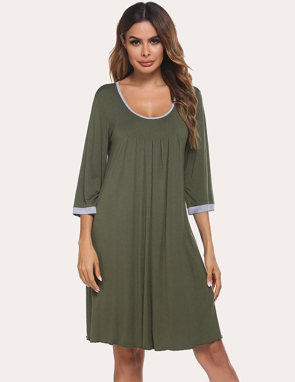 ekouaer Ekouaer 3/4 Sleeve Pleated Nightdress (US Only)