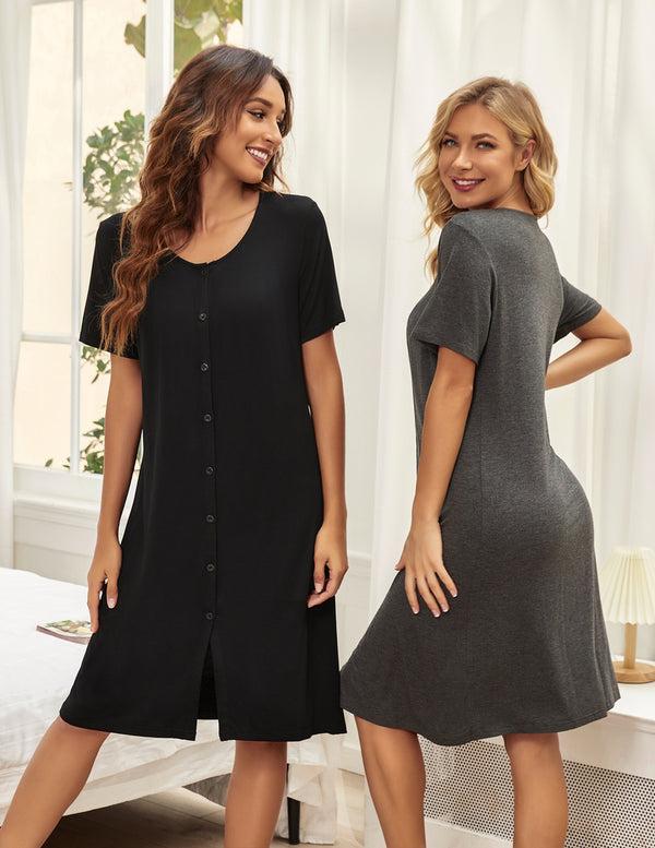 Ekouaer Ekouaer 3 Pack Button Down Night Shirts Dress