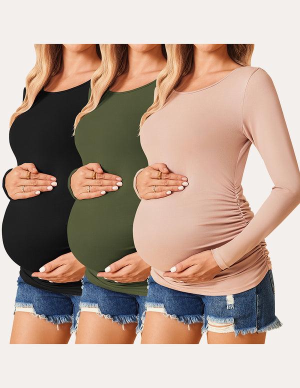 Ekouaer 3 Pack Stretchy Maternity Tops (US Only)