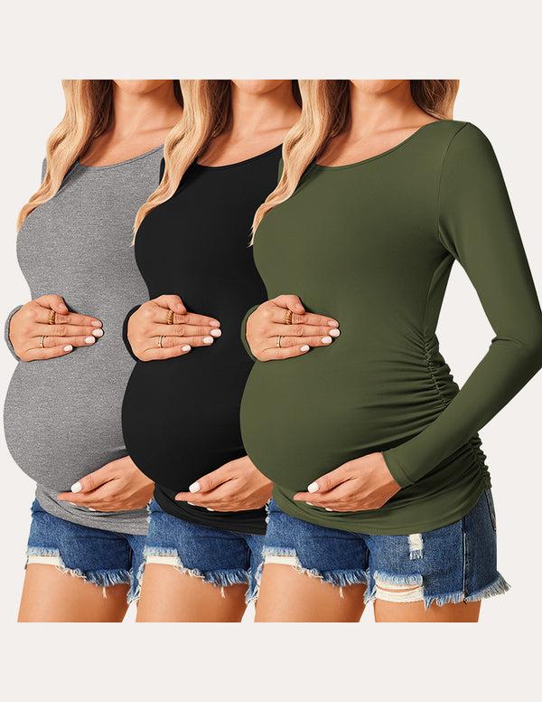 Ekouaer 3 Pack Stretchy Maternity Tops (US Only)